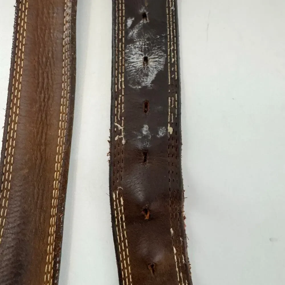 Vintage Duluth Trading Company Genuine Leather Belt Brown USA Brass (READ) Sz 38